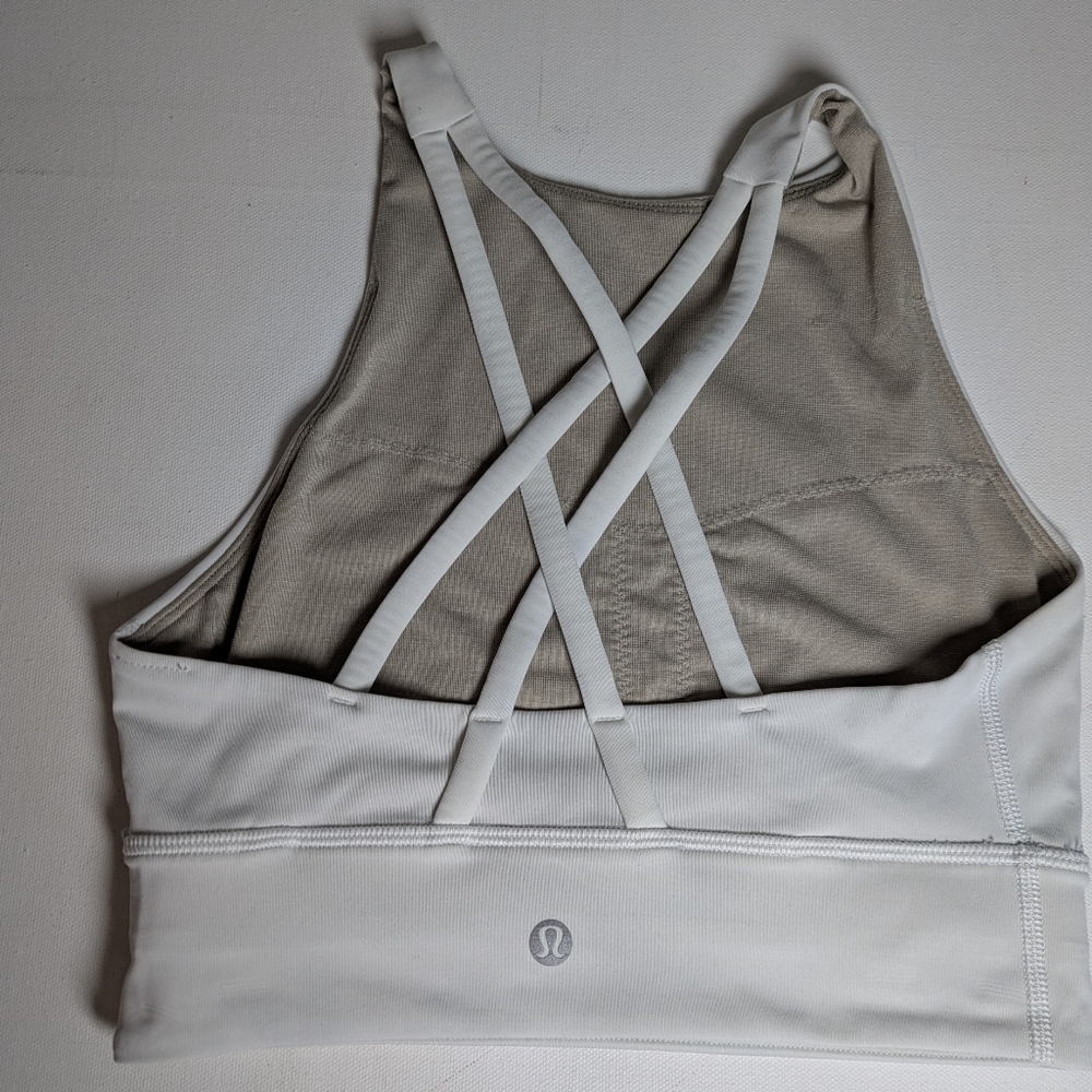 Lululemon Energy Bra White Luxtreme Mesh Workout Run Yoga Size 4 euc